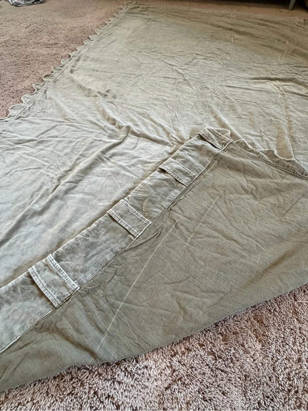 Anthropologie trova scalloped edge velvet curtain panel Olive green